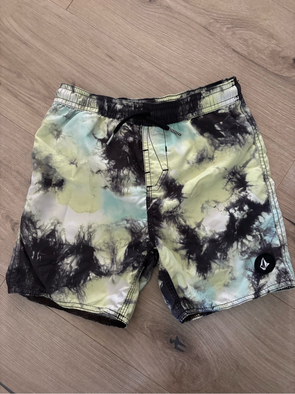 Volcom Lime, Black & Aqua Tie-Dye Swim Shorts